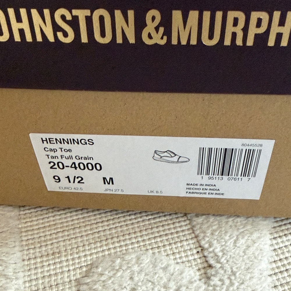 Johnston & Murphy Hennings Cap Toe Tan Leather Oxfords - Picture 2 of 4